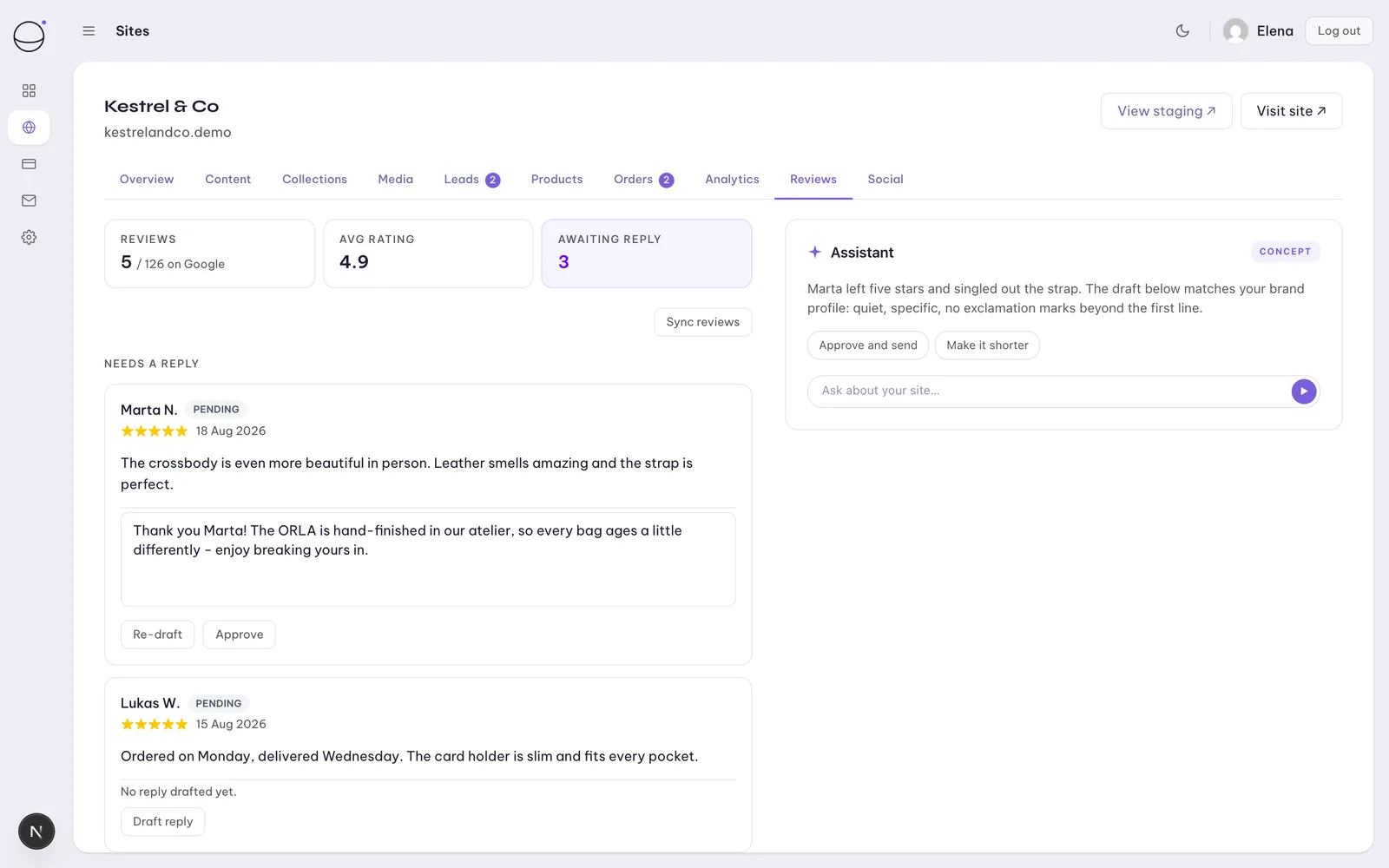 Orbit portal: Google reviews with AI draft replies