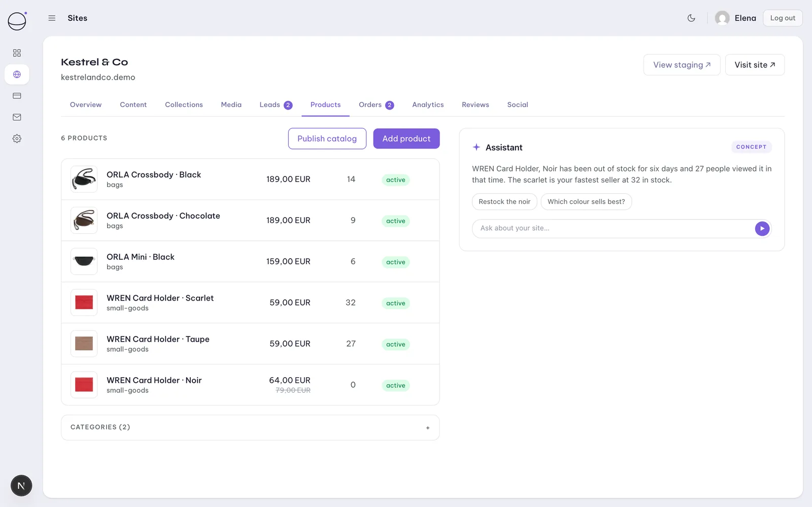 Orbit portal: the product catalogue