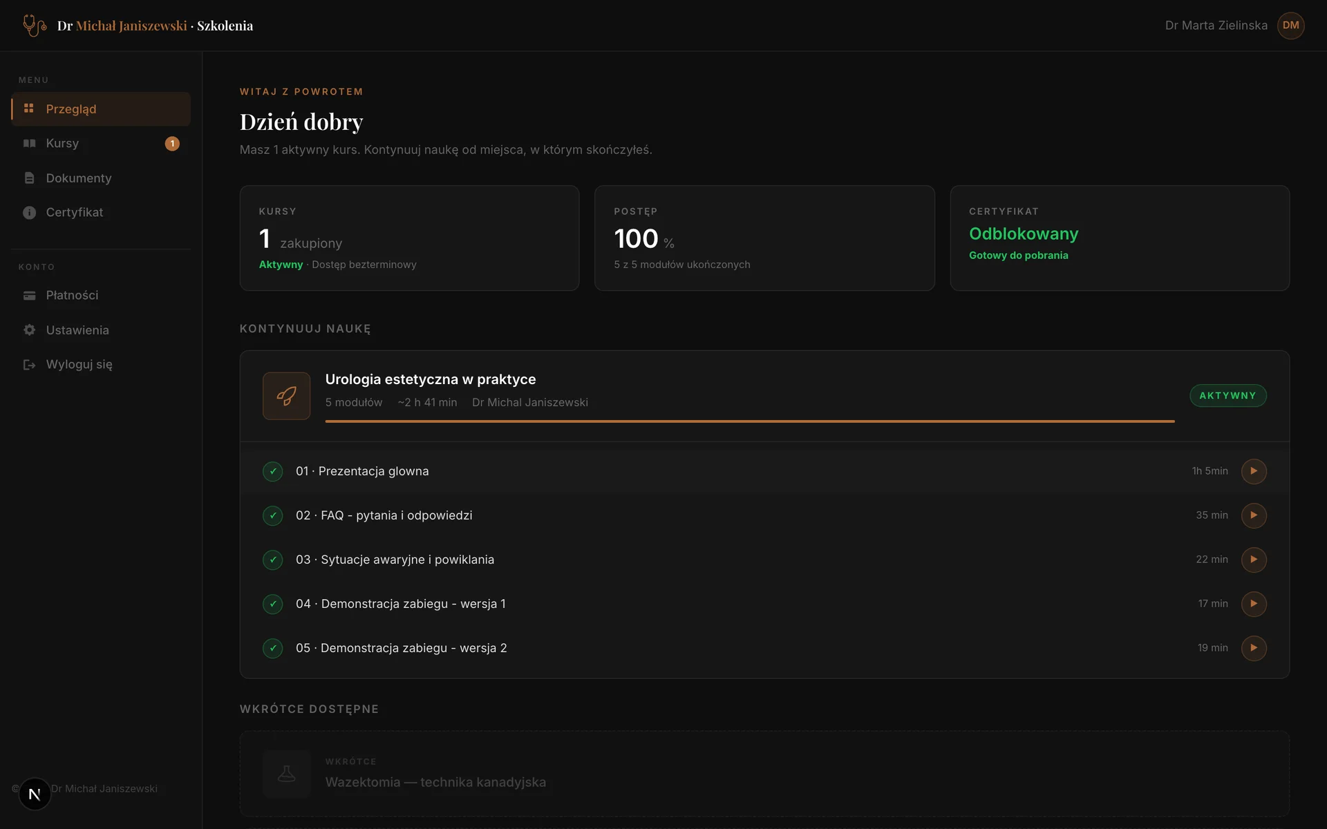 DR JANISZEWSKI interface
