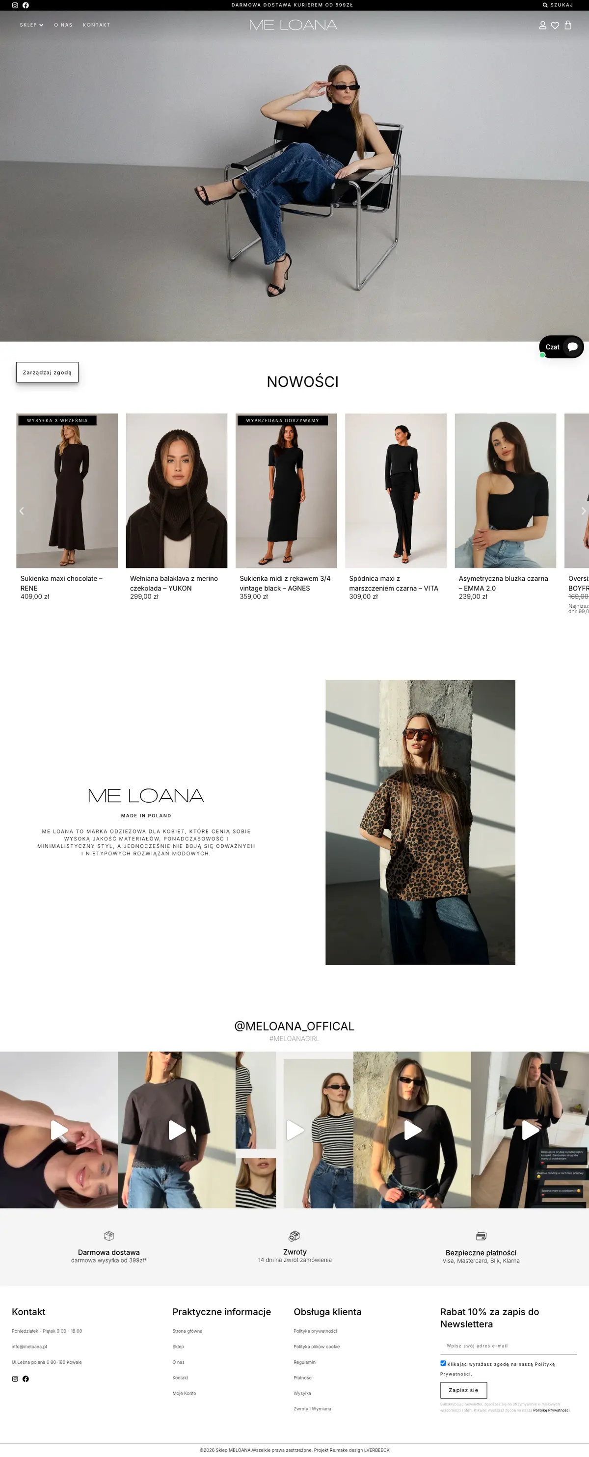 ME LOANA website, full page