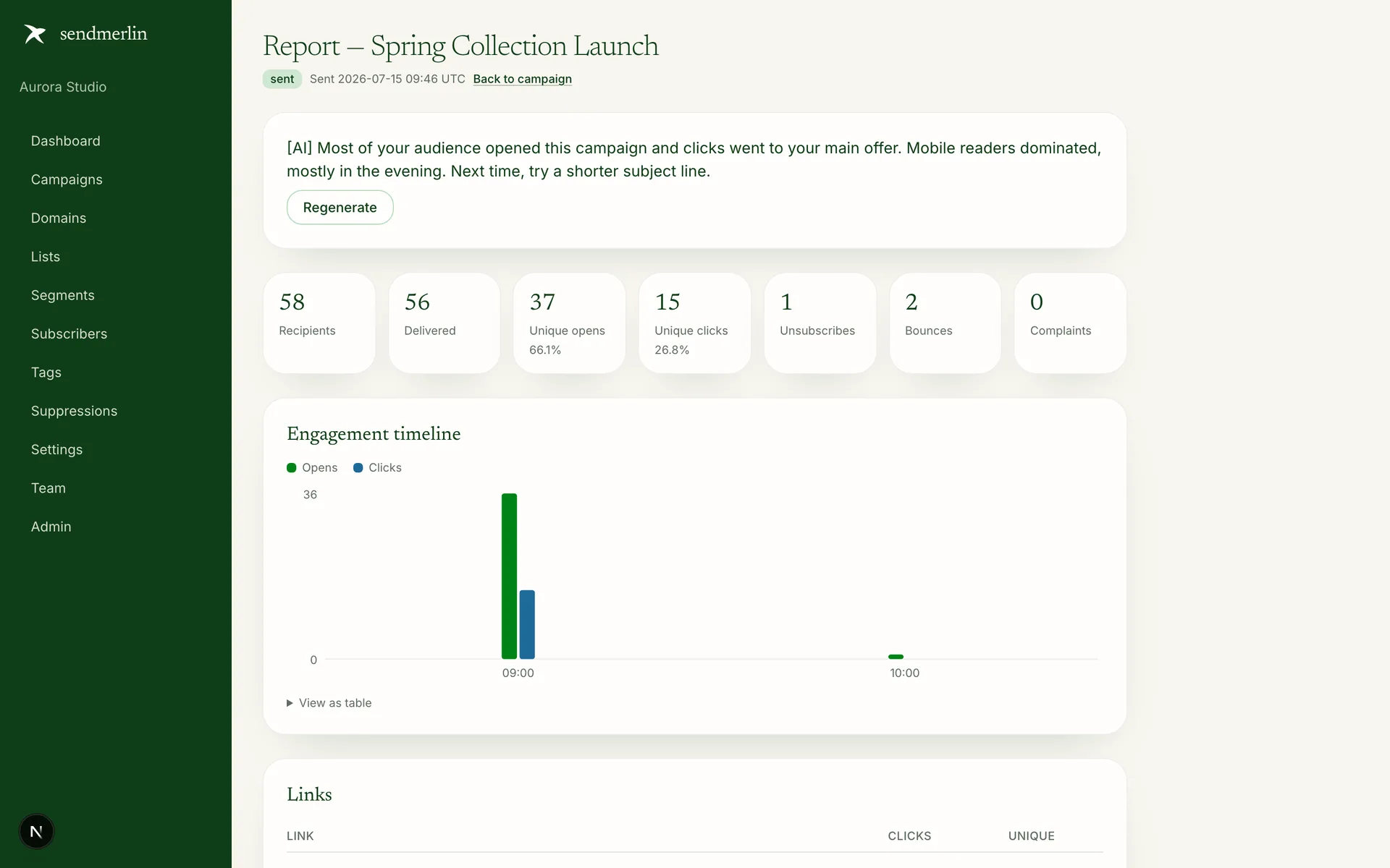 SENDMERLIN interface