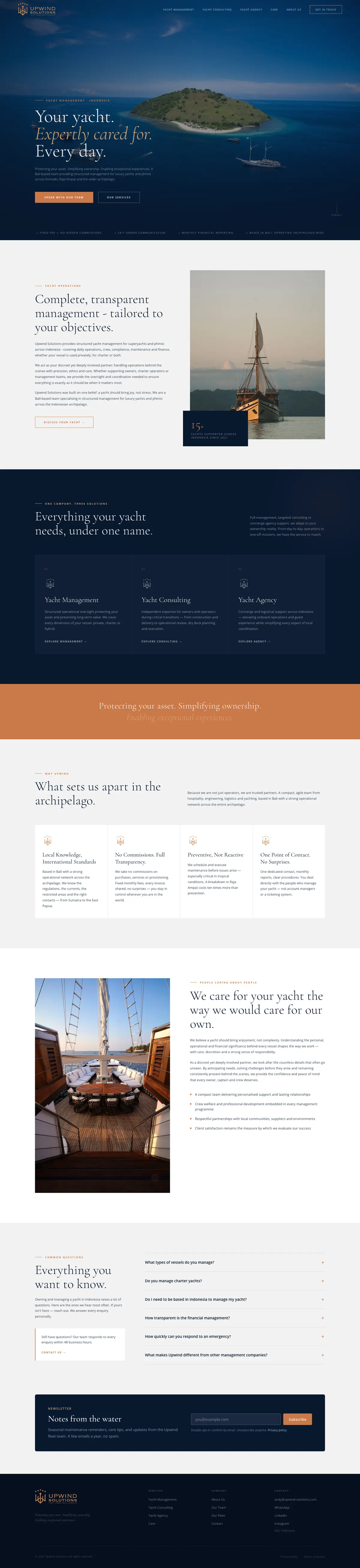 UPWIND SOLUTIONS website, full page